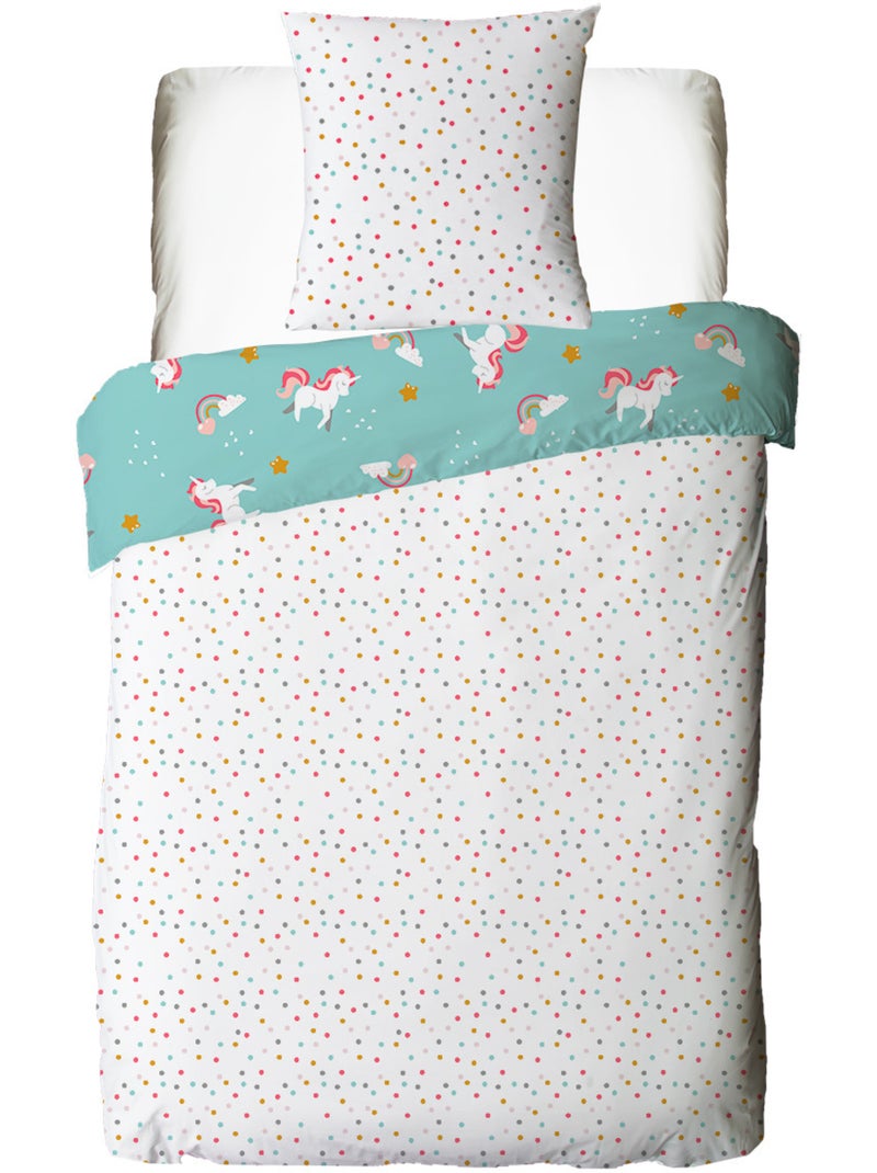 Juego de cama reversible para niños con estampado de unicornio Azul - Kiabi