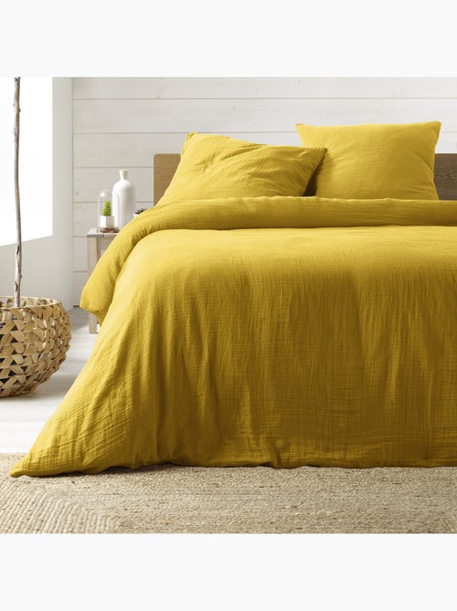 Juego de cama sienna + 2 fundas de almohada 63x63 cm – doble cara gasa de algodón y algodón 57 hilos - Kiabi