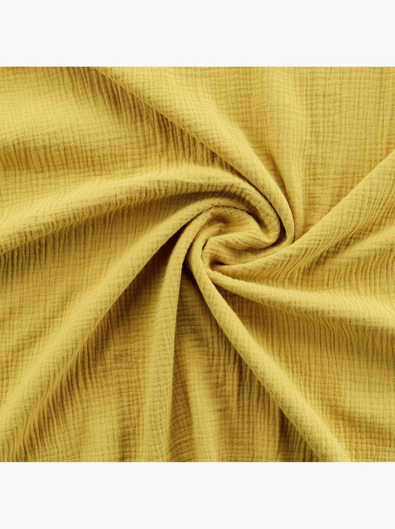 Juego de cama sienna + 2 fundas de almohada 63x63 cm – doble cara gasa de algodón y algodón 57 hilos Amarillo - Kiabi