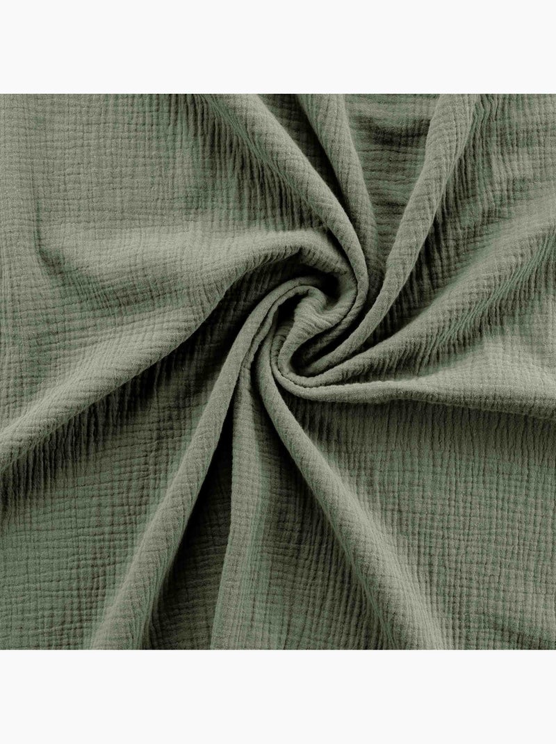 Juego de cama sienna + 2 fundas de almohada 63x63 cm – doble cara gasa de algodón y algodón 57 hilos Caqui - Kiabi
