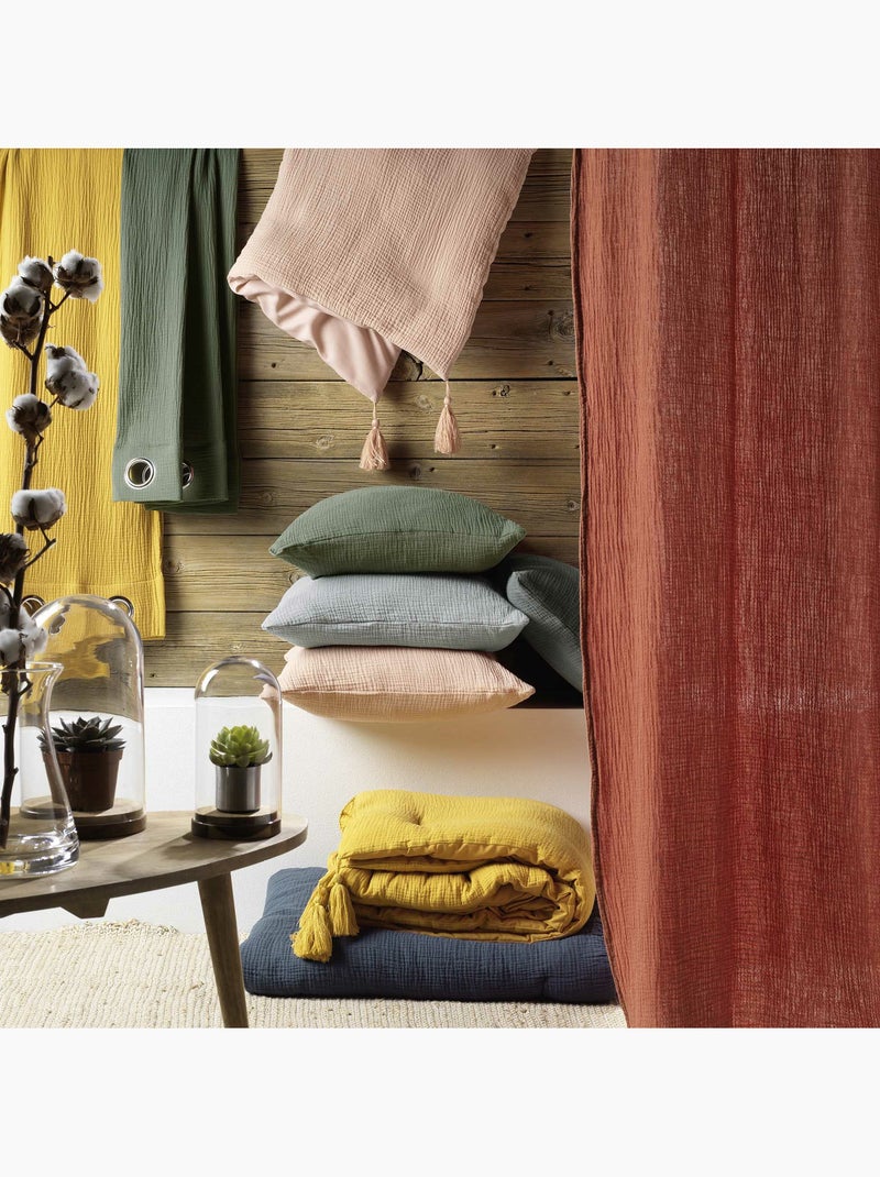 Juego de cama sienna + 2 fundas de almohada 63x63 cm – doble cara gasa de algodón y algodón 57 hilos Gris - Kiabi