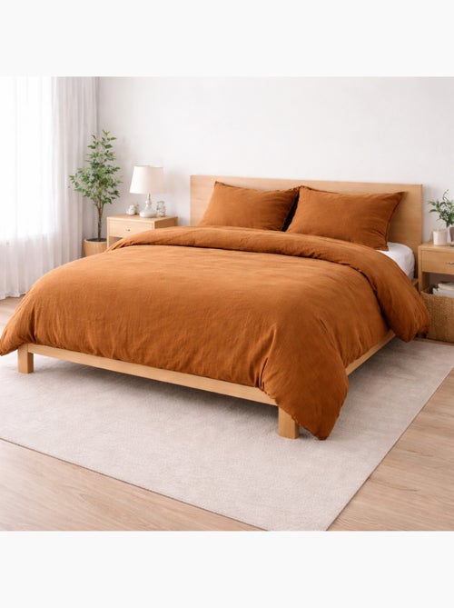 Juego de cama sienna + 2 fundas de almohada 63x63 cm – doble cara gasa de algodón y algodón 57 hilos - Kiabi