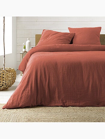 Juego de cama sienna + 2 fundas de almohada 63x63 cm – doble cara gasa de algodón y algodón 57 hilos
