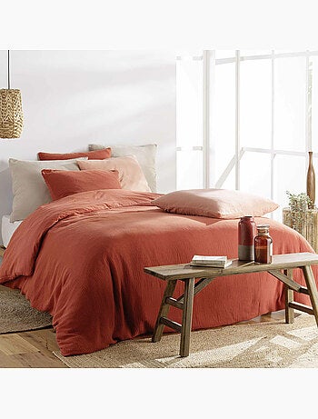 Juego de cama sienna + 2 fundas de almohada 63x63 cm – doble cara gasa de algodón y algodón 57 hilos