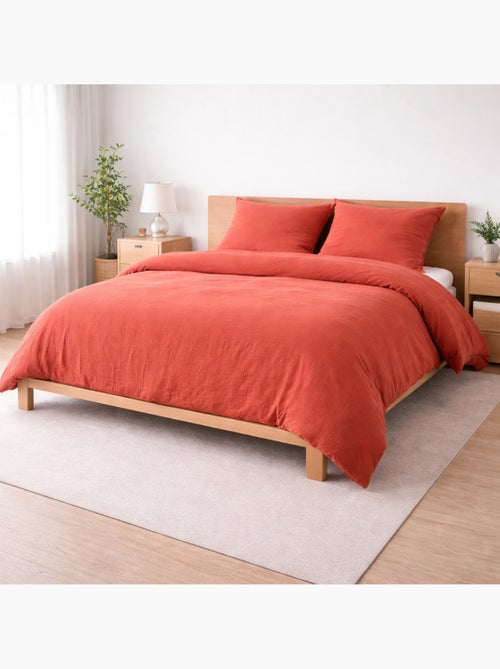 Juego de cama sienna + 2 fundas de almohada 63x63 cm – doble cara gasa de algodón y algodón 57 hilos - Kiabi