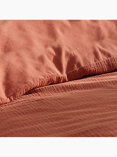 Juego de cama sienna + 2 fundas de almohada 63x63 cm – doble cara gasa de algodón y algodón 57 hilos - Kiabi