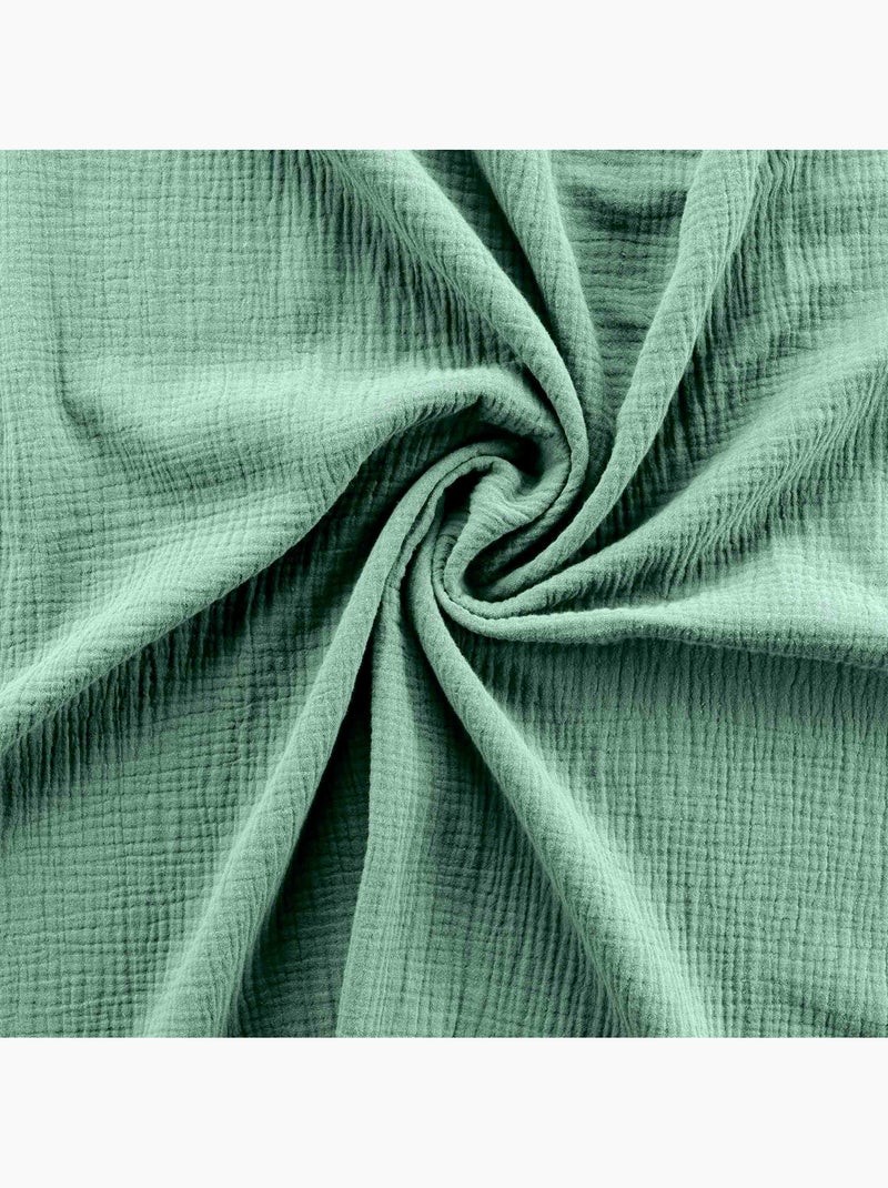 Juego de cama sienna + 2 fundas de almohada 63x63 cm – doble cara gasa de algodón y algodón 57 hilos Verde salvia - Kiabi