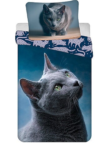 Juego de cama tinisu con gatos de algodón 140 x 200 cm con funda de almohada 70 x 90 cm