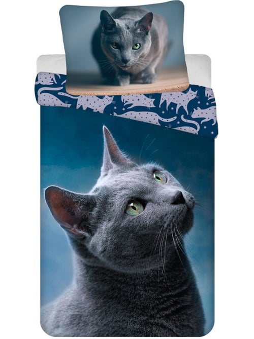 Juego de cama tinisu con gatos de algodón 140 x 200 cm con funda de almohada 70 x 90 cm - Kiabi Juego de cama tinisu con gatos de algodón 140 x 200 cm con funda de almohada 70 x 90 cm - Kiabi