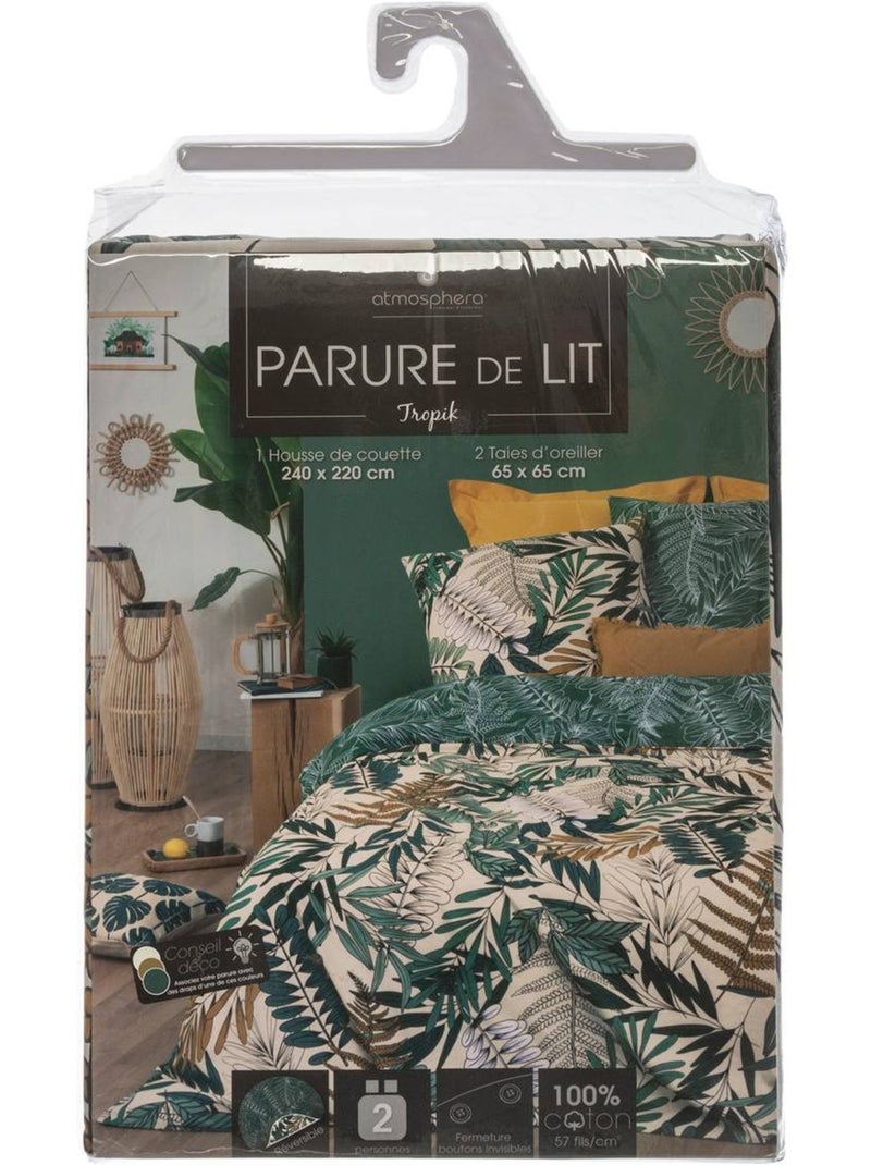 Juego de cama tropik algodón 240x220cm Verde - Kiabi