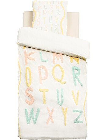 Juego de cama tufy 140x200 cm beige estampado alfabeto