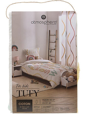 Juego de cama tufy 140x200 cm beige estampado alfabeto