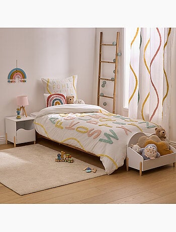 Juego de cama tufy 140x200 cm beige estampado alfabeto
