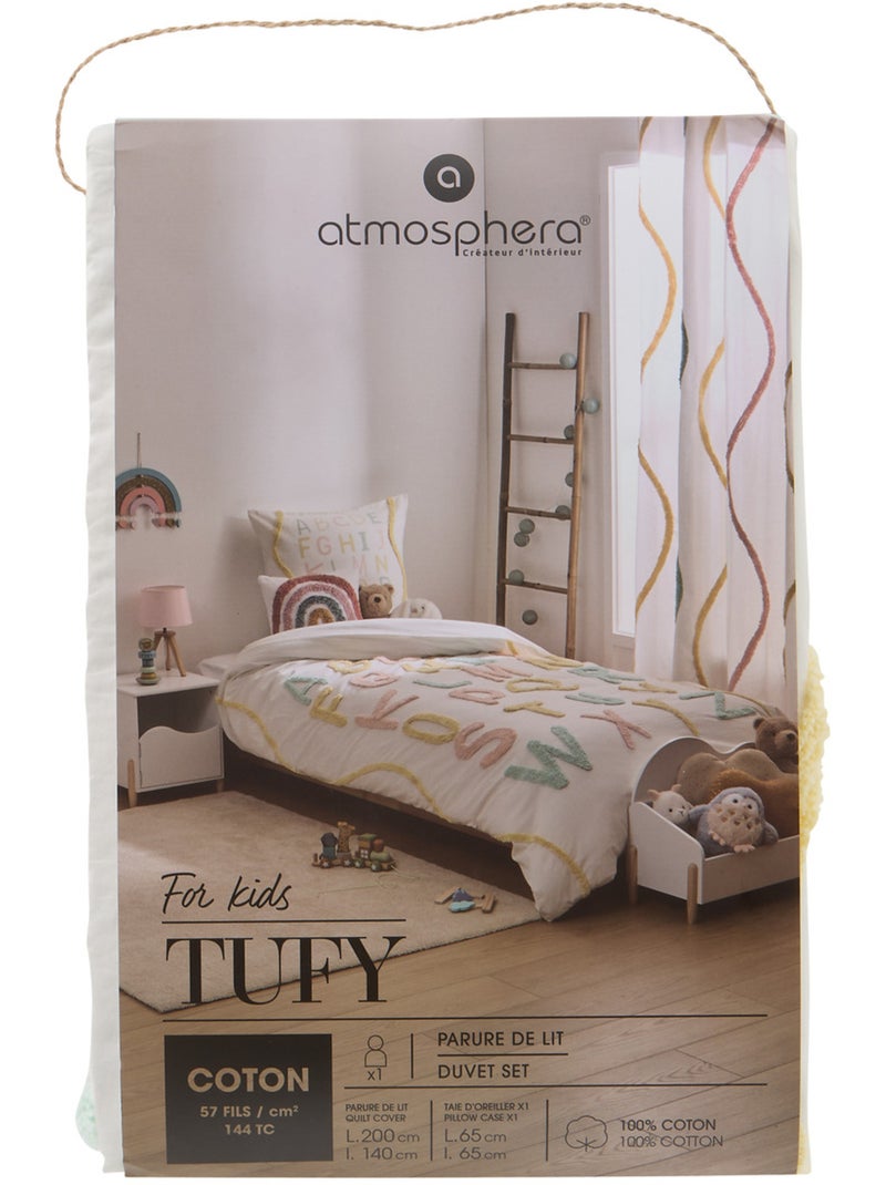 Juego de cama tufy 140x200 cm beige estampado alfabeto Multicolor - Kiabi
