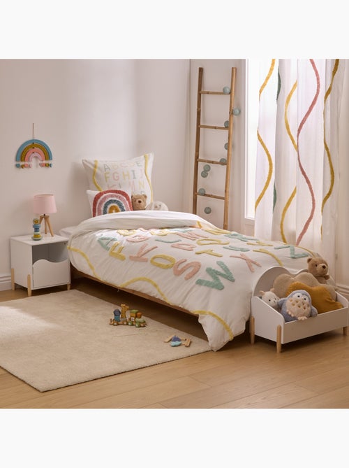 Juego de cama tufy 140x200 cm beige estampado alfabeto - Kiabi Juego de cama tufy 140x200 cm beige estampado alfabeto - Kiabi