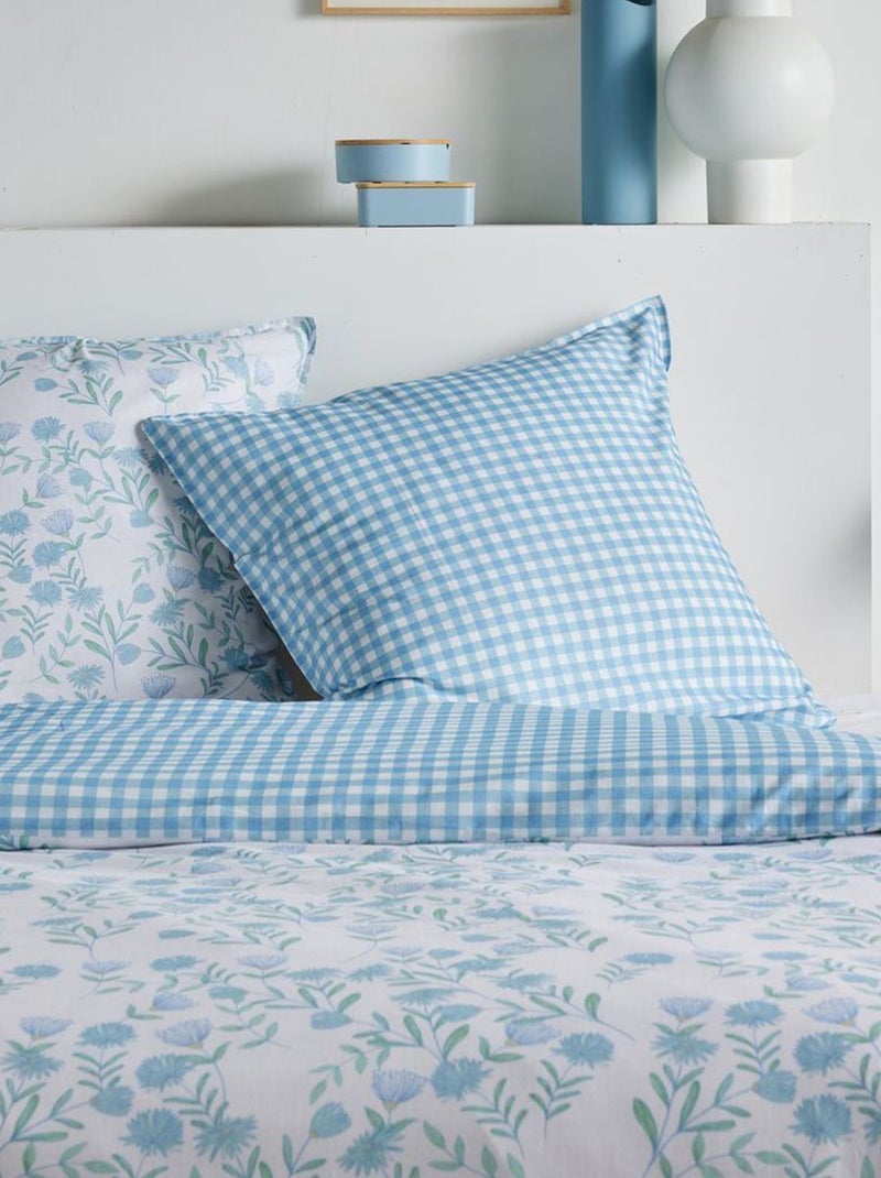 Juego de cama vichy reversible - 2 personas Azul - Kiabi
