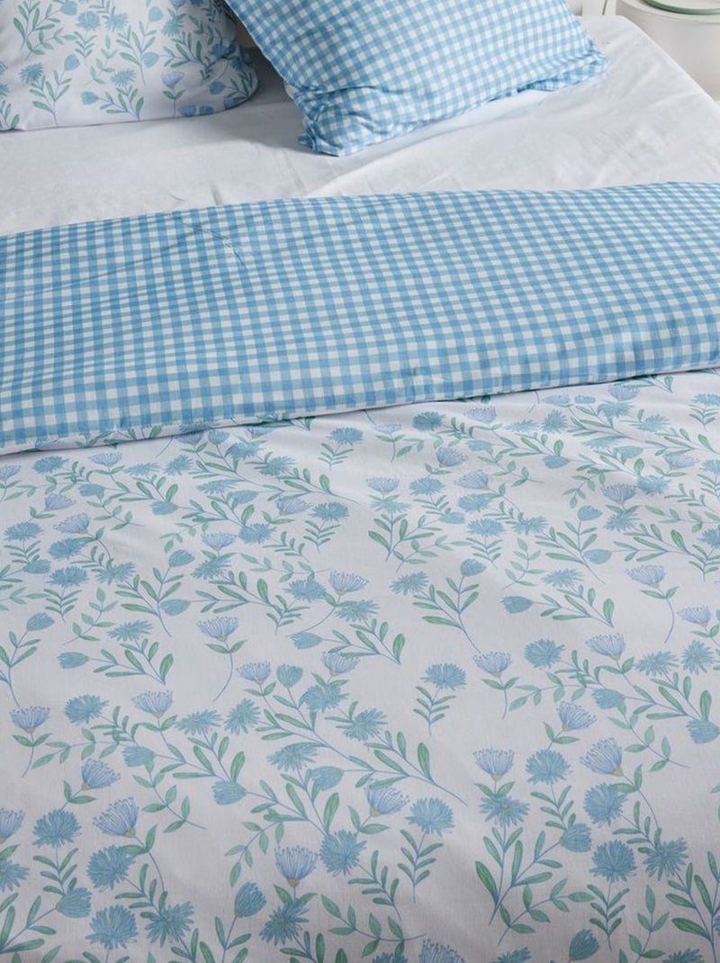 Juego de cama vichy reversible - 2 personas Azul - Kiabi