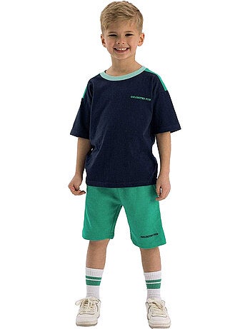 Juego de camiseta y shorts diseño detalle en contraste niños - minoti