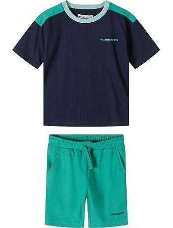 Juego de camiseta y shorts diseño detalle en contraste niños - minoti