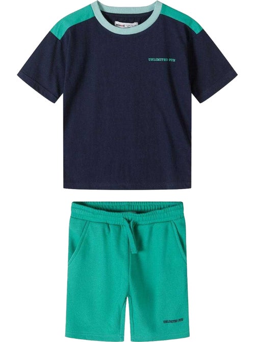 Juego de camiseta y shorts diseño detalle en contraste niños - minoti - Kiabi Juego de camiseta y shorts diseño detalle en contraste niños - minoti - Kiabi