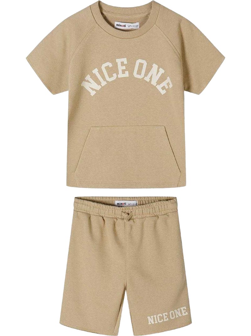 Juego de camiseta y shorts diseño texto niños - minoti Beige - Kiabi