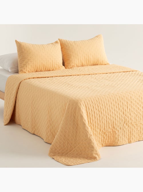 Juego de colcha lisa tejido acolchado, con funda de cojín. - Kiabi
