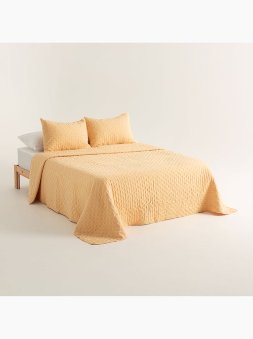 Juego de colcha lisa tejido acolchado, con funda de cojín. - Kiabi