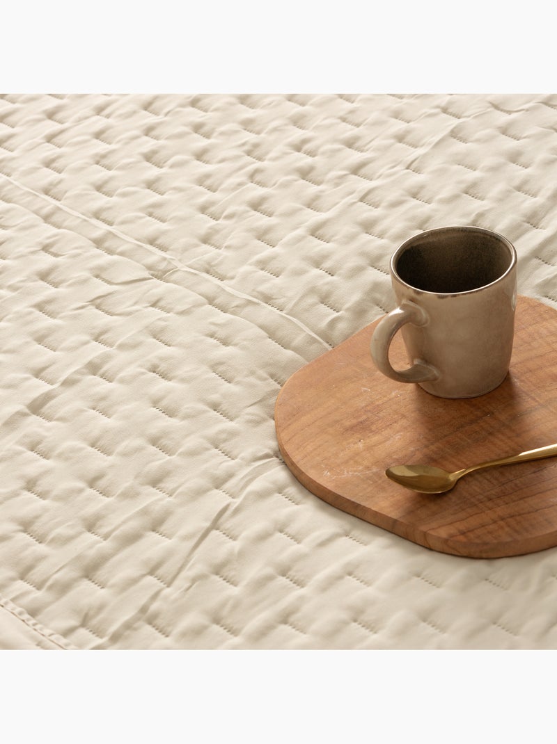 Juego de colcha lisa tejido acolchado, con funda de cojín. Beige - Kiabi