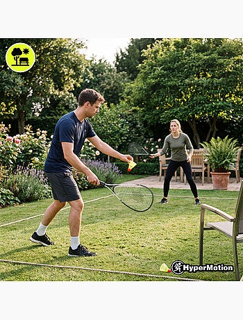 Juego de crossminton HyperMotion – 2 raquetas, 5 volantes, bolsa de transporte