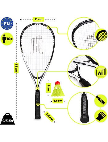 Juego de crossminton HyperMotion – 2 raquetas, 5 volantes, bolsa de transporte