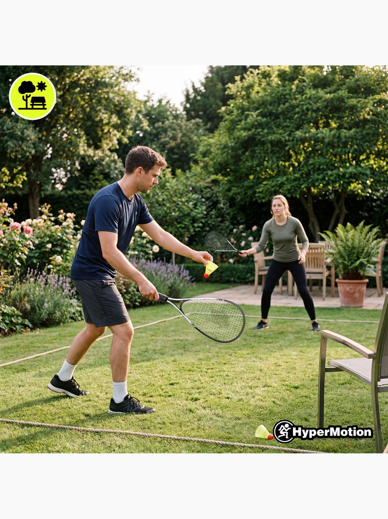 Juego de crossminton HyperMotion – 2 raquetas, 5 volantes, bolsa de transporte Negro - Kiabi