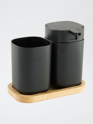 Juego de dispensador de jabón + vaso para cepillos de dientes