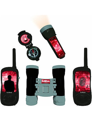 Juego de espía completo con walkie talkies de hasta 120 m, prismáticos, linterna y brújula