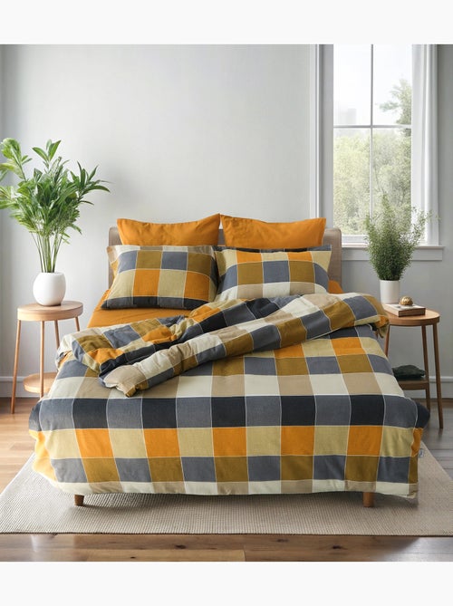 Juego de funda de edredón + 2 FA 65x65 cm franela de algodón - Kiabi
