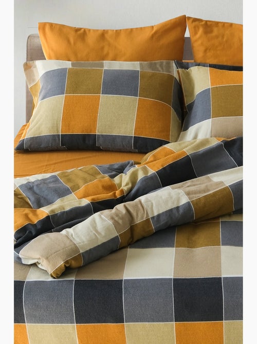 Juego de funda de edredón + 2 FA 65x65 cm franela de algodón - Kiabi