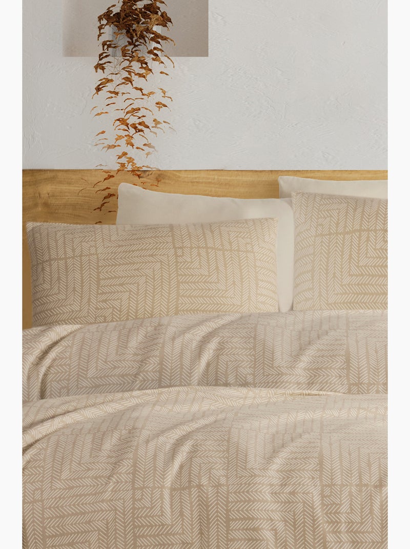 Juego de funda de edredón + 2 FA 65x65 cm franela de algodón Beige - Kiabi