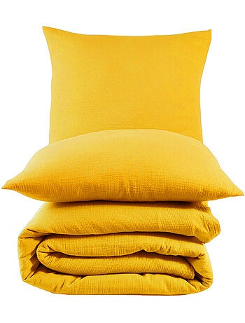 Juego de funda de edredón + 2 FA de gasa de algodón