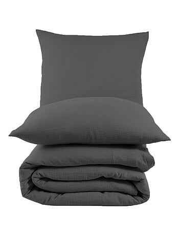 Juego de funda de edredón + 2 FA de gasa de algodón