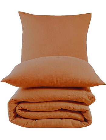 Juego de funda de edredón + 2 FA de gasa de algodón