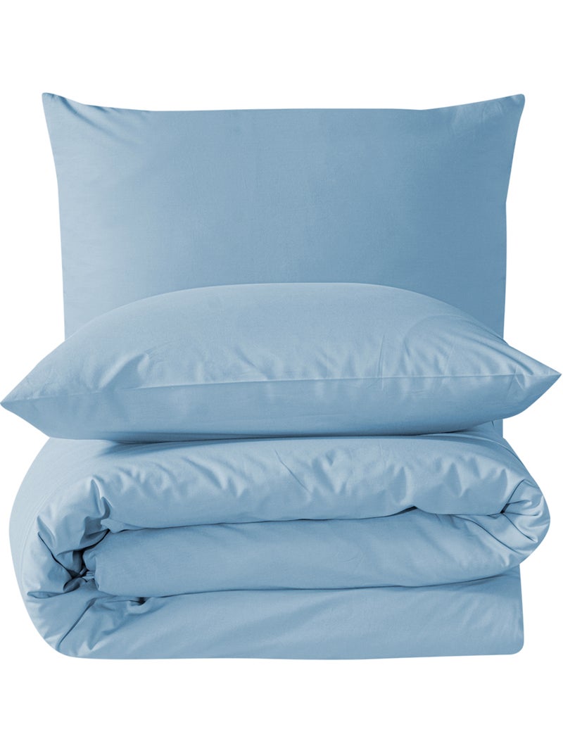Juego de funda de edredón +funda de almohada 100% algodón Azul cielo - Kiabi