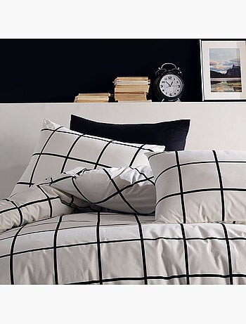 Juego de funda de edredón +funda de almohada 100% algodón "Carreaux noir