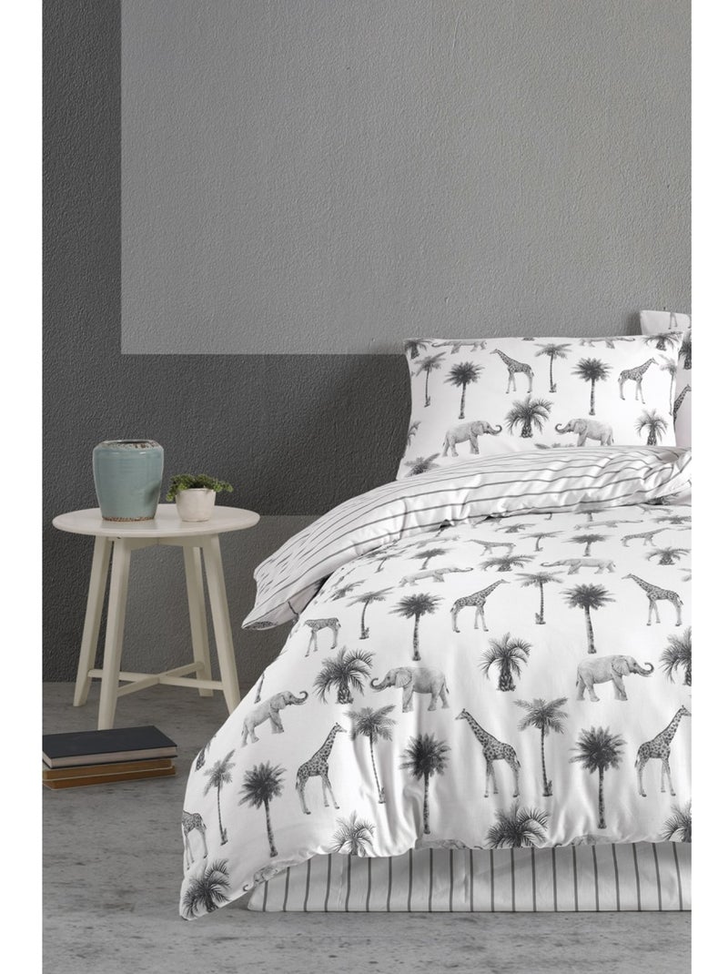 Juego de funda de edredón +funda de almohada 100% algodón "Jungle" Gris - Kiabi