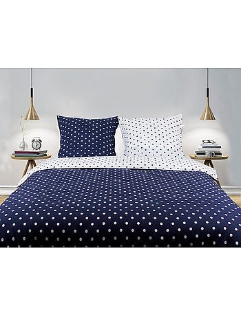 Juego de funda de edredón +funda de almohada 100% algodón "Pois Marine