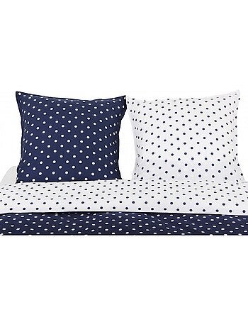 Juego de funda de edredón +funda de almohada 100% algodón "Pois Marine