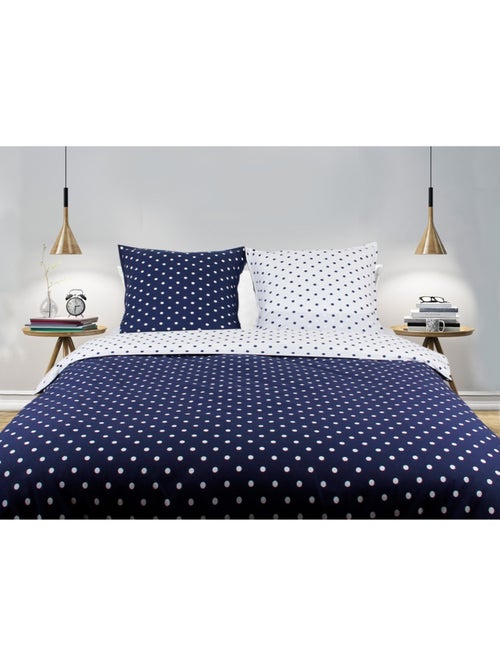 Juego de funda de edredón +funda de almohada 100% algodón "Pois Marine" - Kiabi