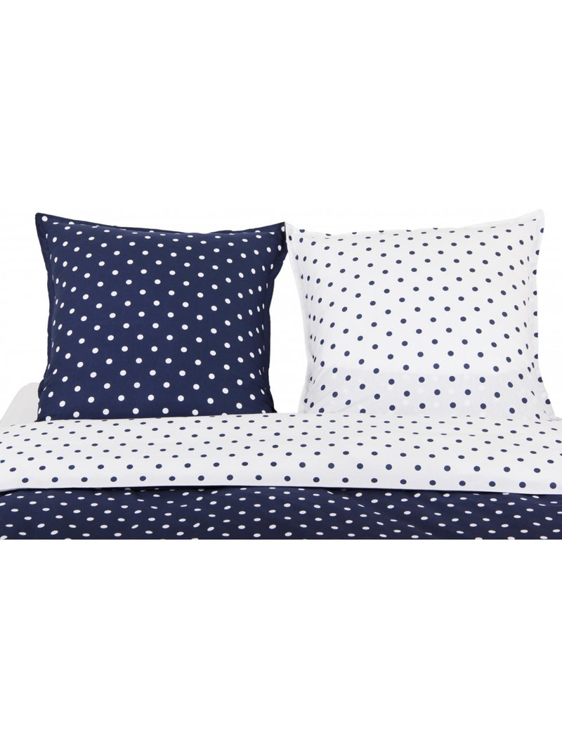 Juego de funda de edredón +funda de almohada 100% algodón "Pois Marine" Azul marino - Kiabi