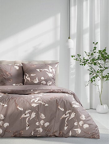 Juego de funda de edredón +funda de almohada 100% algodón "Tivory Beige