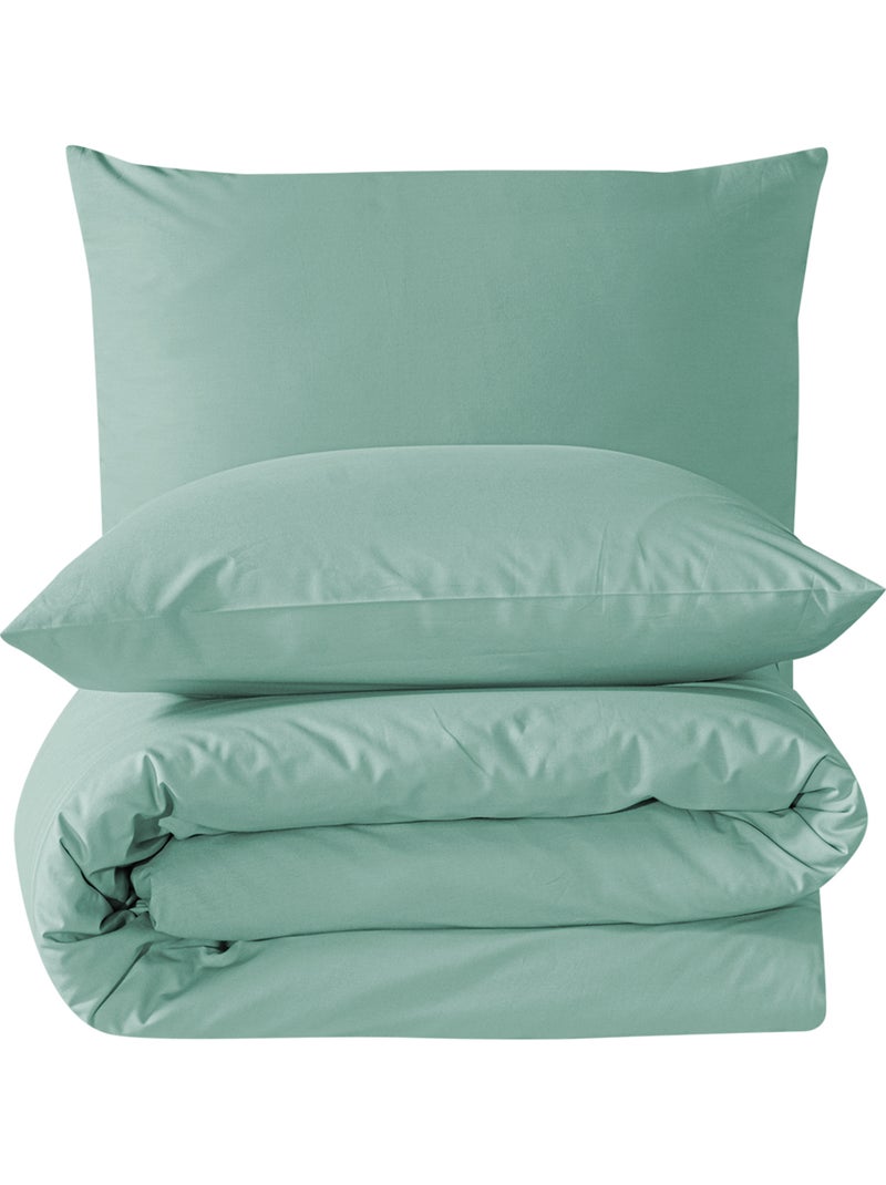 Juego de funda de edredón +funda de almohada 100% algodón Verde agua - Kiabi