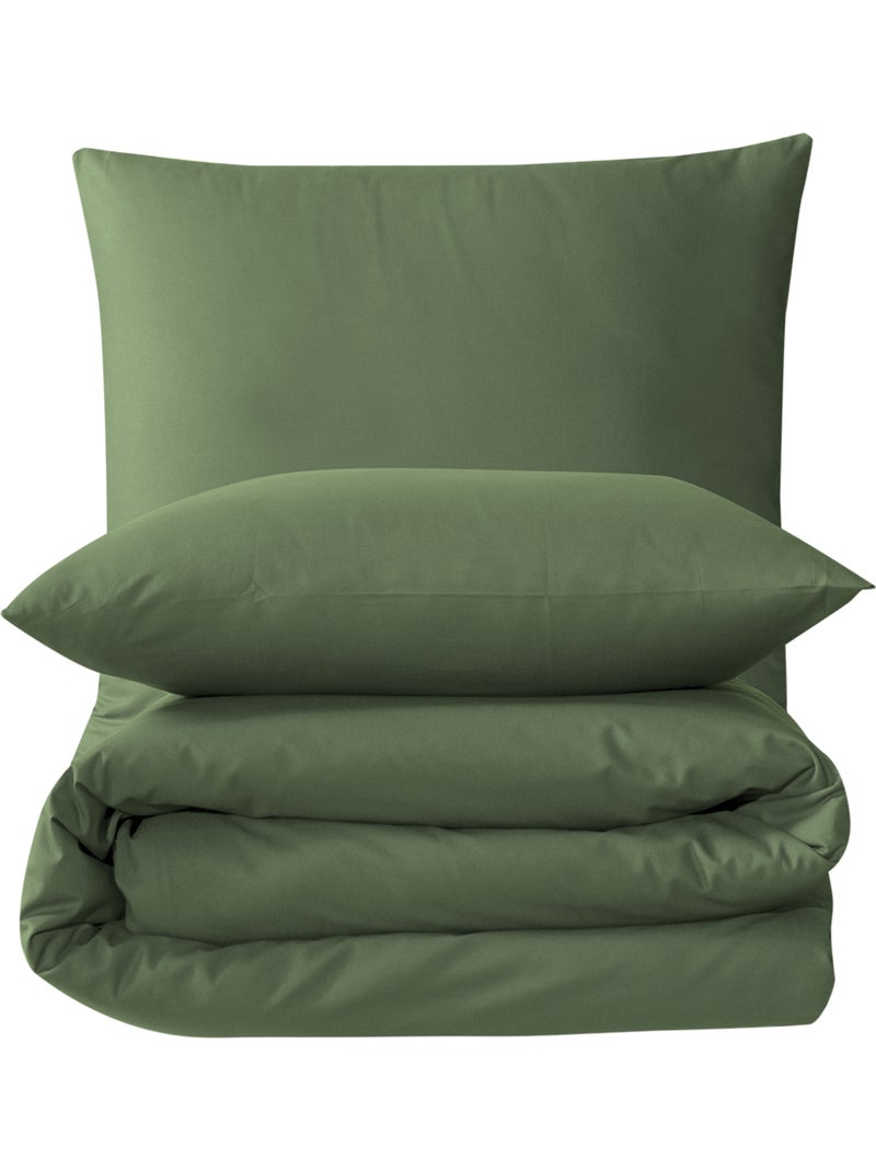 Juego de funda de edredón +funda de almohada 100% algodón Verde caqui - Kiabi
