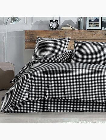 Juego de funda de edredón +funda de almohada 100% algodón "Vichy noir